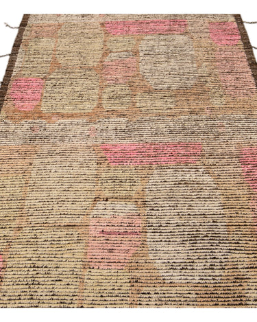 Boho Modern Moroccan Style Handmade Abstract Designed Brown Wool Runner
