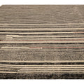 Modern Moroccan Bohemian Style Black And Beige Handmade Striped Motif Wool Rug