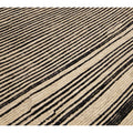 Modern Moroccan Bohemian Style Black And Beige Handmade Striped Motif Wool Rug