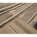 Modern Moroccan Bohemian Style Black And Beige Handmade Striped Motif Wool Rug