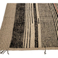 Modern Moroccan Bohemian Style Black And Beige Handmade Striped Motif Wool Rug