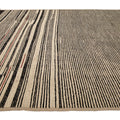 Modern Moroccan Bohemian Style Black And Beige Handmade Striped Motif Wool Rug