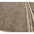 Modern Moroccan Bohemian Style Black And Beige Handmade Striped Motif Wool Rug