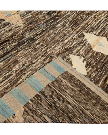 Modern Brown Moroccan Style Handmade Geometric Motif Wool Rug