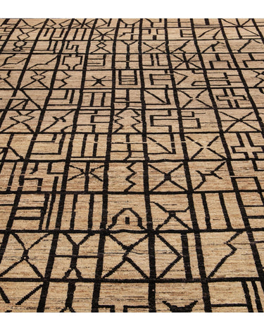 Modern Moroccan Style Brown Handmade Geometric Boho Pattern Wool Rug
