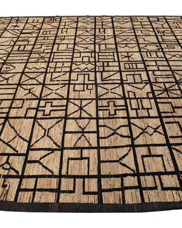 Modern Moroccan Style Brown Handmade Geometric Boho Pattern Wool Rug