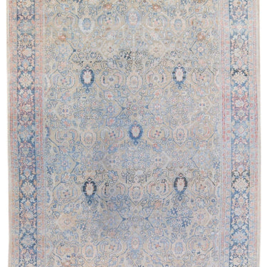 Antique Mahal Handmade Floral Designed Beige Wool Rug