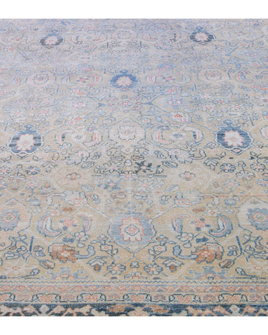 Antique Mahal Handmade Floral Designed Beige Wool Rug