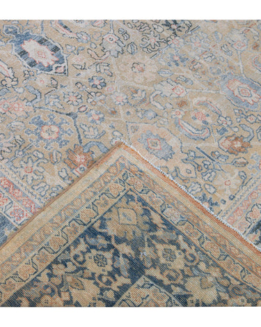 Antique Mahal Handmade Floral Designed Beige Wool Rug