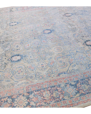 Antique Mahal Handmade Floral Designed Beige Wool Rug