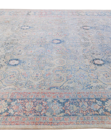 Antique Mahal Handmade Floral Designed Beige Wool Rug