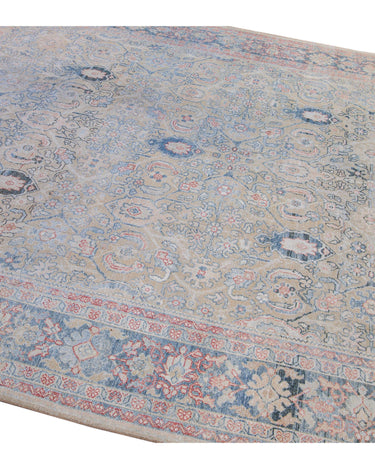 Antique Mahal Handmade Floral Designed Beige Wool Rug