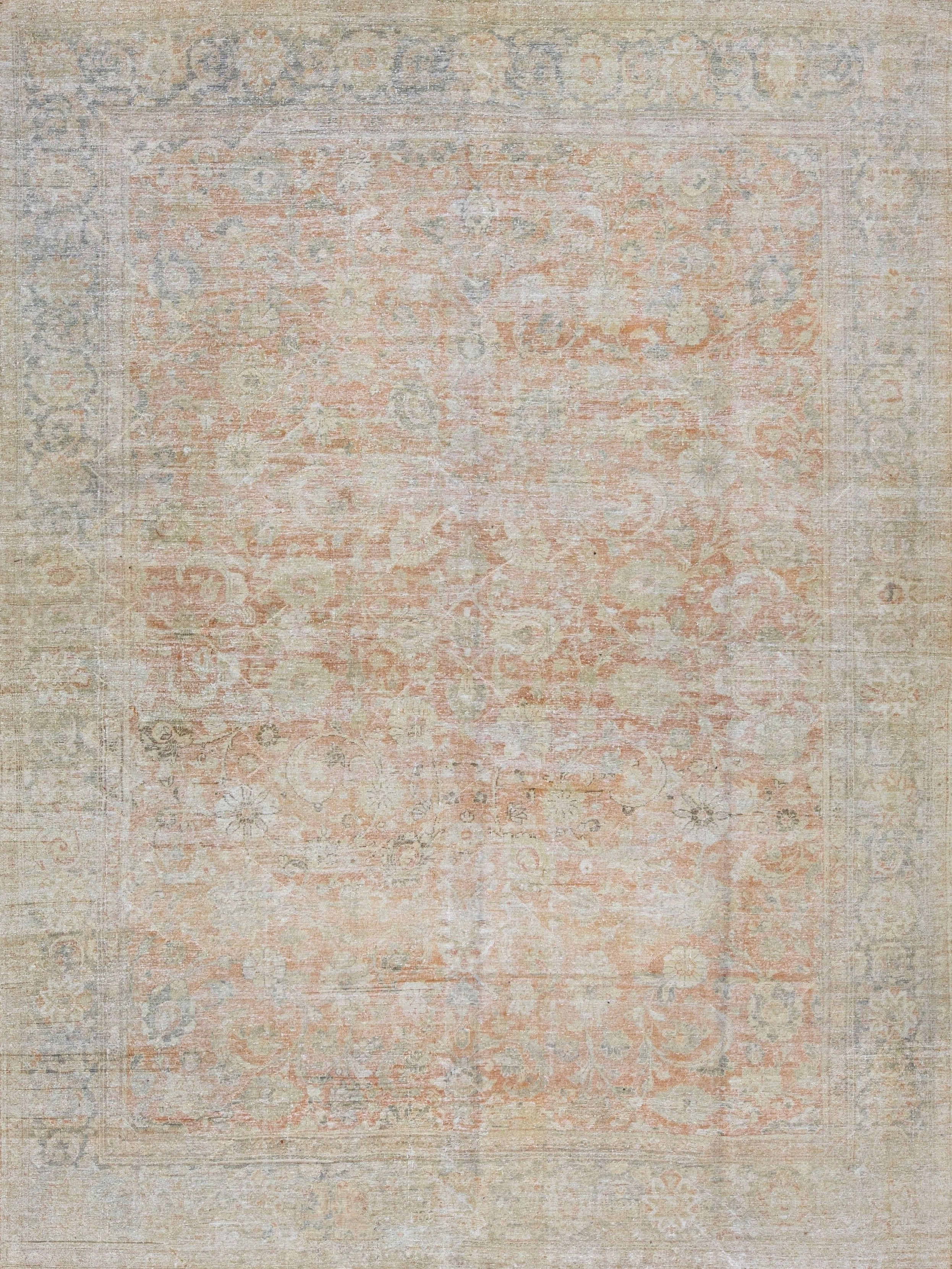 Antique Persian Mahal Handmade Shabby Chic Rust Wool Rug With Allover Design