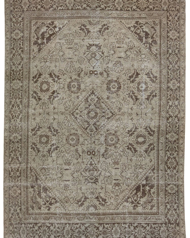 Antique Persian Mahal Handmade Beige & Brown Wool Rug With Allover Design
