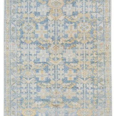Vintage Malayer Handmade Medallion Floral Distressed Blue Wool Runner