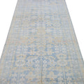 Vintage Malayer Handmade Medallion Floral Distressed Blue Wool Runner