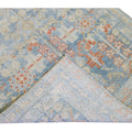 Vintage Malayer Handmade Medallion Floral Distressed Blue Wool Runner