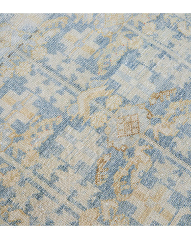 Vintage Malayer Handmade Medallion Floral Distressed Blue Wool Runner