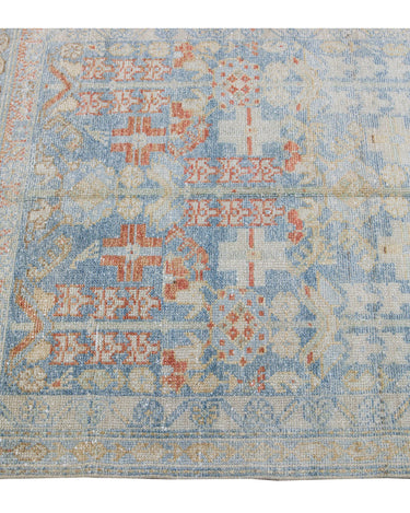 Vintage Malayer Handmade Medallion Floral Distressed Blue Wool Runner