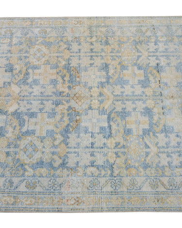Vintage Malayer Handmade Medallion Floral Distressed Blue Wool Runner