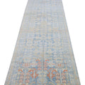 Vintage Malayer Handmade Medallion Floral Distressed Blue Wool Runner