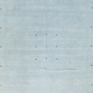 Modern Gabbeh Style Hand-Loom Minimalist Pattern Light Blue Wool Rug