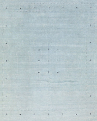 Modern Gabbeh Style Hand-Loom Minimalist Pattern Light Blue Wool Rug
