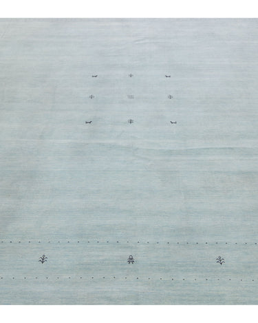 Modern Gabbeh Style Hand-Loom Minimalist Pattern Light Blue Wool Rug