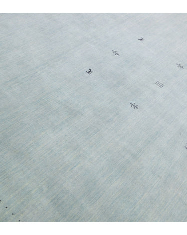 Modern Gabbeh Style Hand-Loom Minimalist Pattern Light Blue Wool Rug