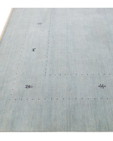 Modern Gabbeh Style Hand-Loom Minimalist Pattern Light Blue Wool Rug