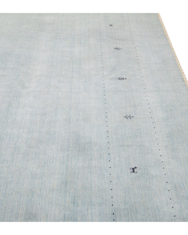 Modern Gabbeh Style Hand-Loom Minimalist Pattern Light Blue Wool Rug