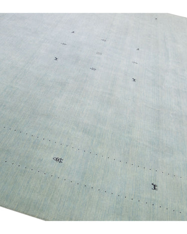 Modern Gabbeh Style Hand-Loom Minimalist Pattern Light Blue Wool Rug