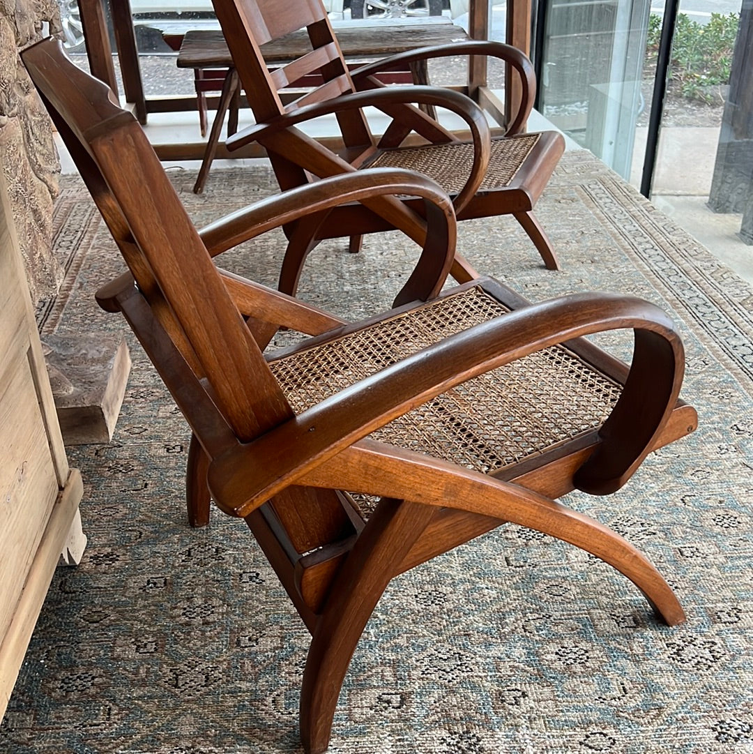 Pair of mid 20th C. French Folding Chairs, Oak