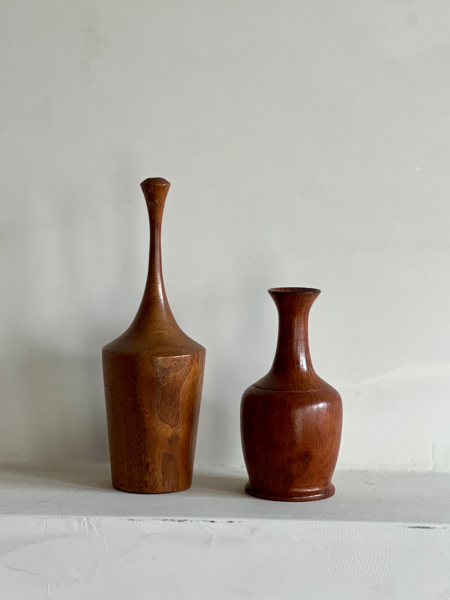 Pair of vintage wooden bud vases | reserve for Libby