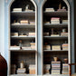 Bookcase blue/grey and white patina cabinet on six legs