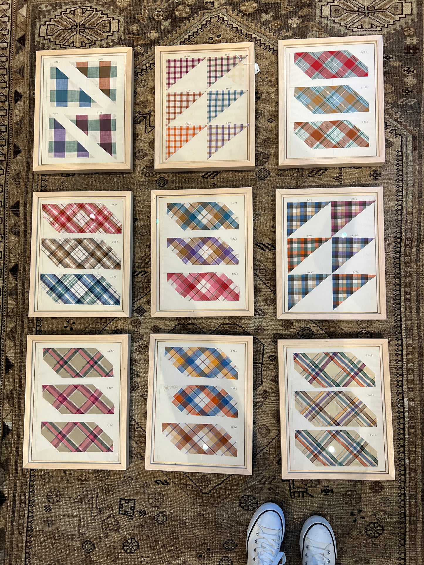 Set of 9 Framed Fabric Samples