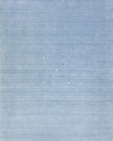 Light Blue Modern Gabbeh Style Hand-Loom Wool Rug With Minimal Design