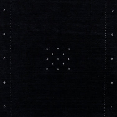 Modern Gabbeh Style Black Handmade MInimalist Wool Rug