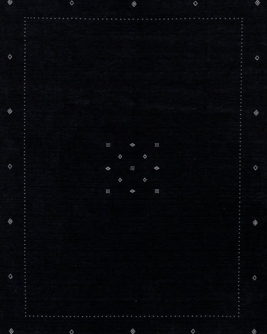 Modern Gabbeh Style Black Handmade MInimalist Wool Rug