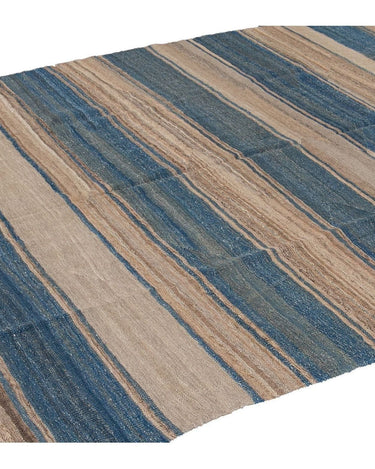 Modern Striped Flat-Weave Wool Rug 7 X 10