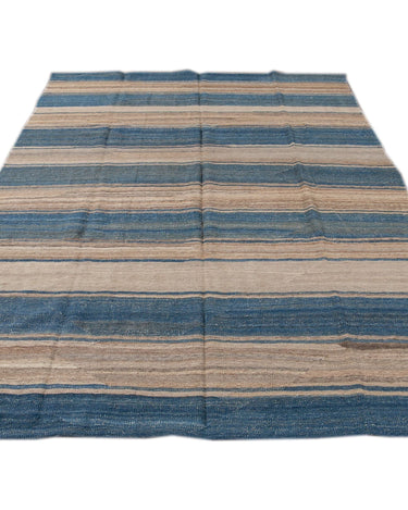 Modern Striped Flat-Weave Wool Rug 7 X 10