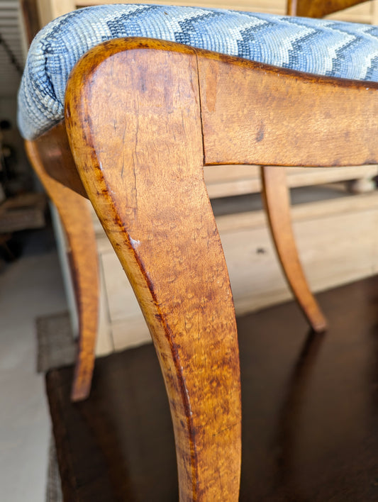satinwood biedermeier dining chairs pair with cabriole leg