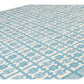 Modern Swedish Style Handmade Geometric Pattern Oversize Blue and Ivory Wool Rug