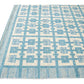 Modern Swedish Style Handmade Geometric Pattern Oversize Blue and Ivory Wool Rug