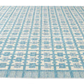 Modern Swedish Style Handmade Geometric Pattern Oversize Blue and Ivory Wool Rug