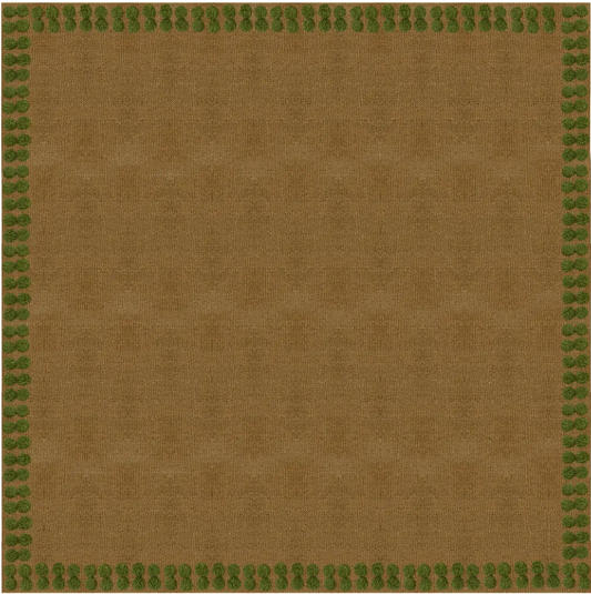 15'x15' Custom Wool Handwoven Flatweave Rug with CM05 Green Pom Double Border