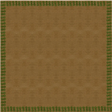 15'x15' Custom Wool Handwoven Flatweave Rug with CM05 Green Pom Double Border