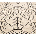 Modern Moroccan Style Handmade Geometric Motif Beige Boho Wool Rug