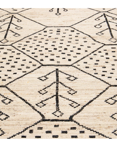 Modern Moroccan Style Handmade Geometric Motif Beige Boho Wool Rug