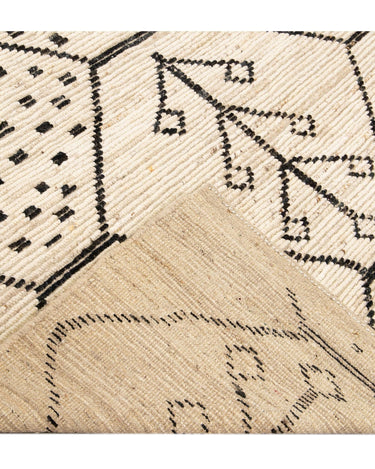 Modern Moroccan Style Handmade Geometric Motif Beige Boho Wool Rug